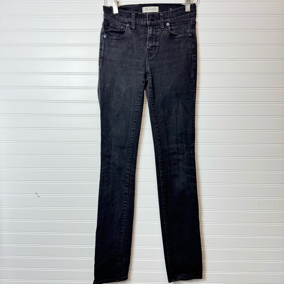 Madewell Jeans Womens Sz 24 Black Alley Straight Denim Pants Stretch Dark Casual - Picture 1 of 13